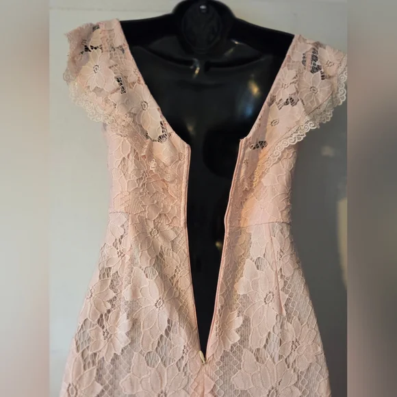 Maniju Pink Lace Feminine Floral Gown - Picture 7 of 8